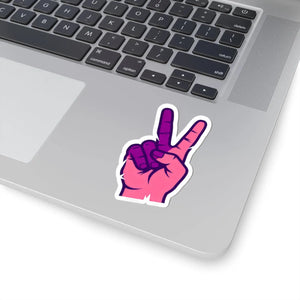 Peace Sign Sticker Pink & Purple Victory Hand Kiss-cut Vinyl - Decorative Stickers
