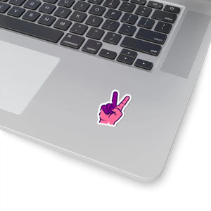 Peace Sign Sticker Pink & Purple Victory Hand Kiss-cut Vinyl - Decorative Stickers