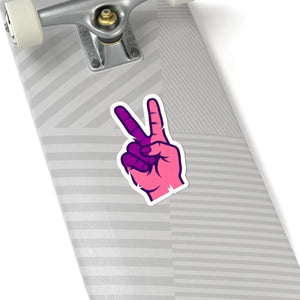 Peace Sign Sticker Pink & Purple Victory Hand Kiss-cut Vinyl - Decorative Stickers
