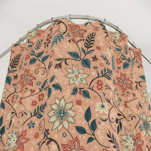 Peach Floral Shower Curtain – Durable Polyester - Dipaliz - Curtains