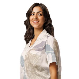 Short Sleeve Pajama Top Satin Peacock Print Luxury - Dipaliz - Clothing Tops