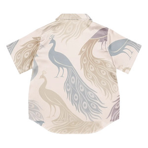 Peacock Bird Print Pajama Top - Soft Satin - Dipaliz - Clothing Tops - s