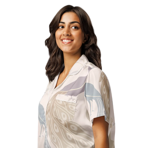 Peacock Bird Print Pajama Top - Soft Satin - Dipaliz - Clothing Tops - s
