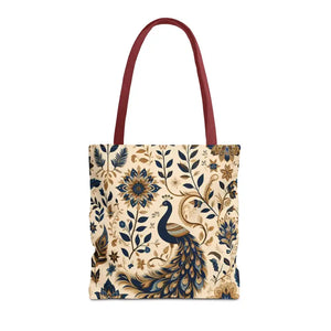 Bags - Peacock Aop Tote Bag with Chic Black Lining - Dipaliz 16’’ × / Red