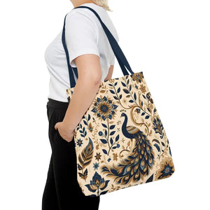 Bags - Peacock Aop Tote Bag with Chic Black Lining - Dipaliz