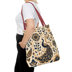 Bags - Peacock Aop Tote Bag with Chic Black Lining - Dipaliz