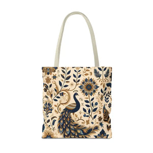 Bags - Peacock Aop Tote Bag with Chic Black Lining - Dipaliz