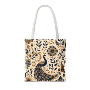 Bags - Peacock Aop Tote Bag with Chic Black Lining - Dipaliz
