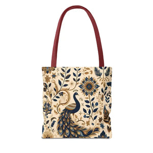 Bags - Peacock Aop Tote Bag with Chic Black Lining - Dipaliz