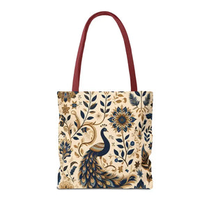 Bags - Peacock Aop Tote Bag with Chic Black Lining - Dipaliz
