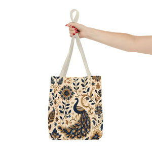 Bags - Peacock Aop Tote Bag with Chic Black Lining - Dipaliz