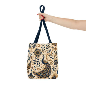 Bags - Peacock Aop Tote Bag with Chic Black Lining - Dipaliz