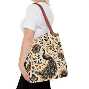 Bags - Peacock Aop Tote Bag with Chic Black Lining - Dipaliz