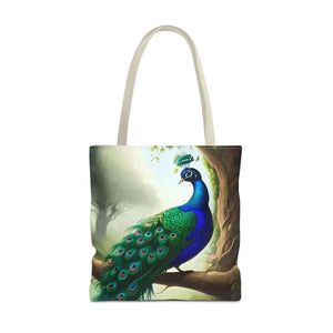 Peacock Print Tote Bag - Branch Design Polyester - Dipaliz - Bags