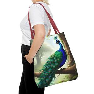 Peacock Print Tote Bag - Branch Design Polyester - Dipaliz - Bags