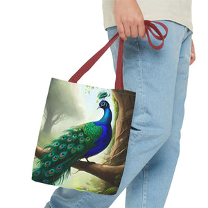 Peacock Print Tote Bag - Branch Design Polyester - Dipaliz - Bags