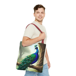 Peacock Print Tote Bag - Branch Design Polyester - Dipaliz - Bags