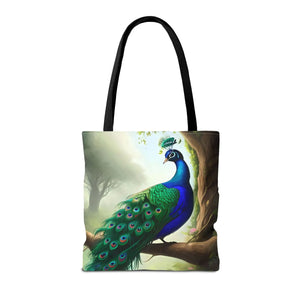 Peacock Print Tote Bag - Branch Design Polyester - Dipaliz - Bags