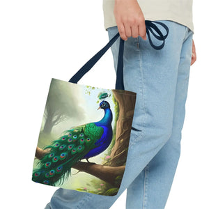 Peacock Print Tote Bag - Branch Design Polyester - Dipaliz - Bags