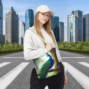Peacock Print Tote Bag - Branch Design Polyester - Dipaliz - Bags