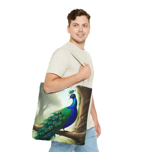 Peacock Print Tote Bag - Branch Design Polyester - Dipaliz - Bags