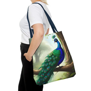 Peacock Print Tote Bag - Branch Design Polyester - Dipaliz - Bags