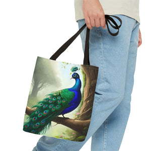 Peacock Print Tote Bag - Branch Design Polyester - Dipaliz - Bags