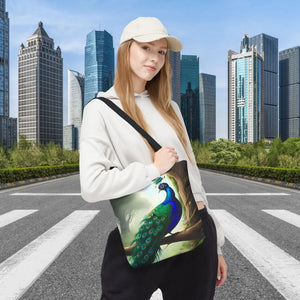 Peacock Print Tote Bag - Branch Design Polyester - Dipaliz - Bags