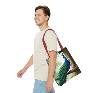 Peacock Print Tote Bag - Branch Design Polyester - Dipaliz - Bags