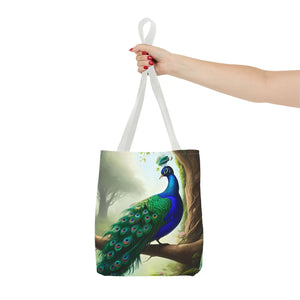 Peacock Print Tote Bag - Branch Design Polyester - Dipaliz - Bags