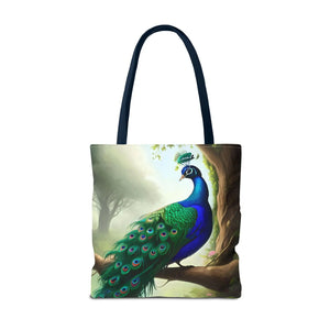 Peacock Print Tote Bag - Branch Design Polyester - Dipaliz - Bags