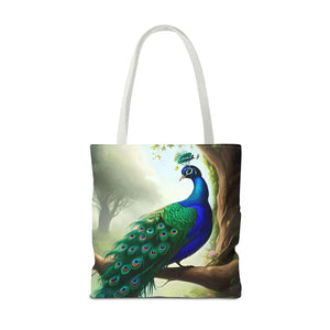 Peacock Print Tote Bag - Branch Design Polyester - Dipaliz - Bags