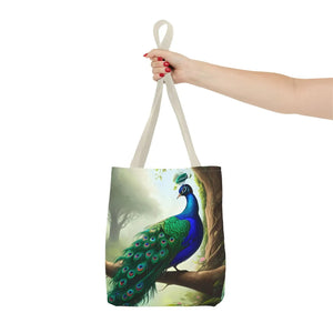 Peacock Print Tote Bag - Branch Design Polyester - Dipaliz - Bags