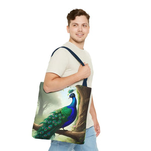 Peacock Print Tote Bag - Branch Design Polyester - Dipaliz - Bags