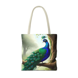 Peacock Print Tote Bag - Branch Design Polyester - Dipaliz - Bags