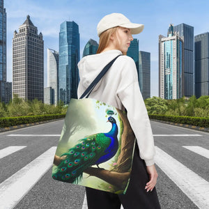 Peacock Print Tote Bag - Branch Design Polyester - Dipaliz - Bags