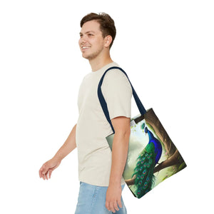Peacock Print Tote Bag - Branch Design Polyester - Dipaliz - Bags