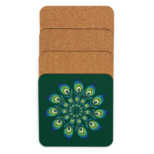 Peacock Feather Heat Resistant Table Mats - Glamorous Dining - Dipaliz - Coasters