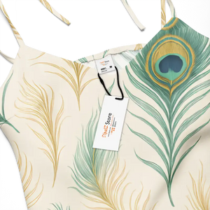 Peacock Feather Midi Dress with Built-in Bra - Dipaliz - Dresses