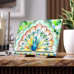 Vibrant Peacock Ceramic Photo Tile 6x6 Wall Decor Dipaliz - Tiles
