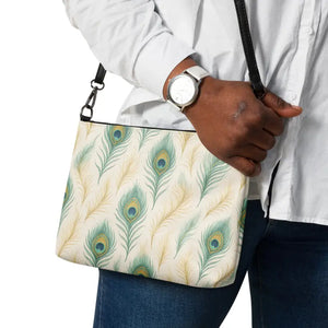 Peacock Feathers Purse Faux Leather Shoulder Bag Neon Glow - Dipaliz - Cross Body Bags