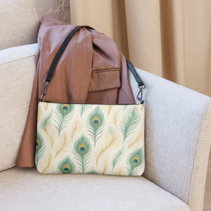 Peacock Feathers Purse Faux Leather Shoulder Bag Neon Glow - Dipaliz - Cross Body Bags