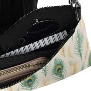 Peacock Feathers Purse Faux Leather Shoulder Bag Neon Glow - Dipaliz - Cross Body Bags