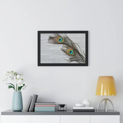 Peacock Feathers: Stunning Framed Horizontal Wall Art - Poster