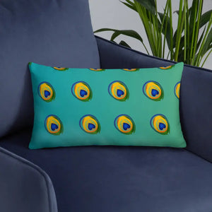 Peacock Feathers Printed Basic Throw Pillow - Royal Decor - Dipaliz - Pillows