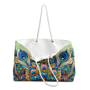 Peacock Paradise Weekender Tote Vibrant Oversized Polyester Dipaliz - 24’’ × 13’’ - Bags