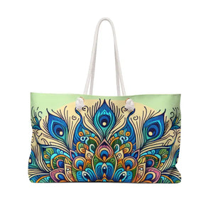 Peacock Paradise Weekender Tote Vibrant Oversized Polyester Dipaliz - 24’’ × 13’’ - Bags