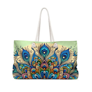 Peacock Paradise Weekender Tote Vibrant Oversized Polyester Dipaliz - 24’’ × 13’’ - Bags