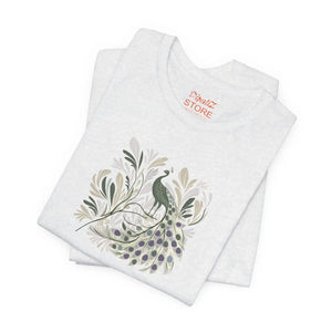 Soft Cotton Floral Peacock Tee - Quality Print - Dipaliz - T-shirts