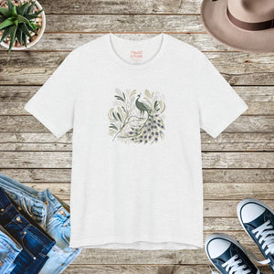 Soft Cotton Floral Peacock Tee - Quality Print - Dipaliz - T-shirts